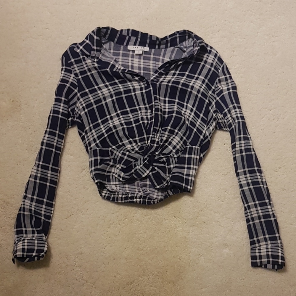 Forever 21 blue and white plaid crop